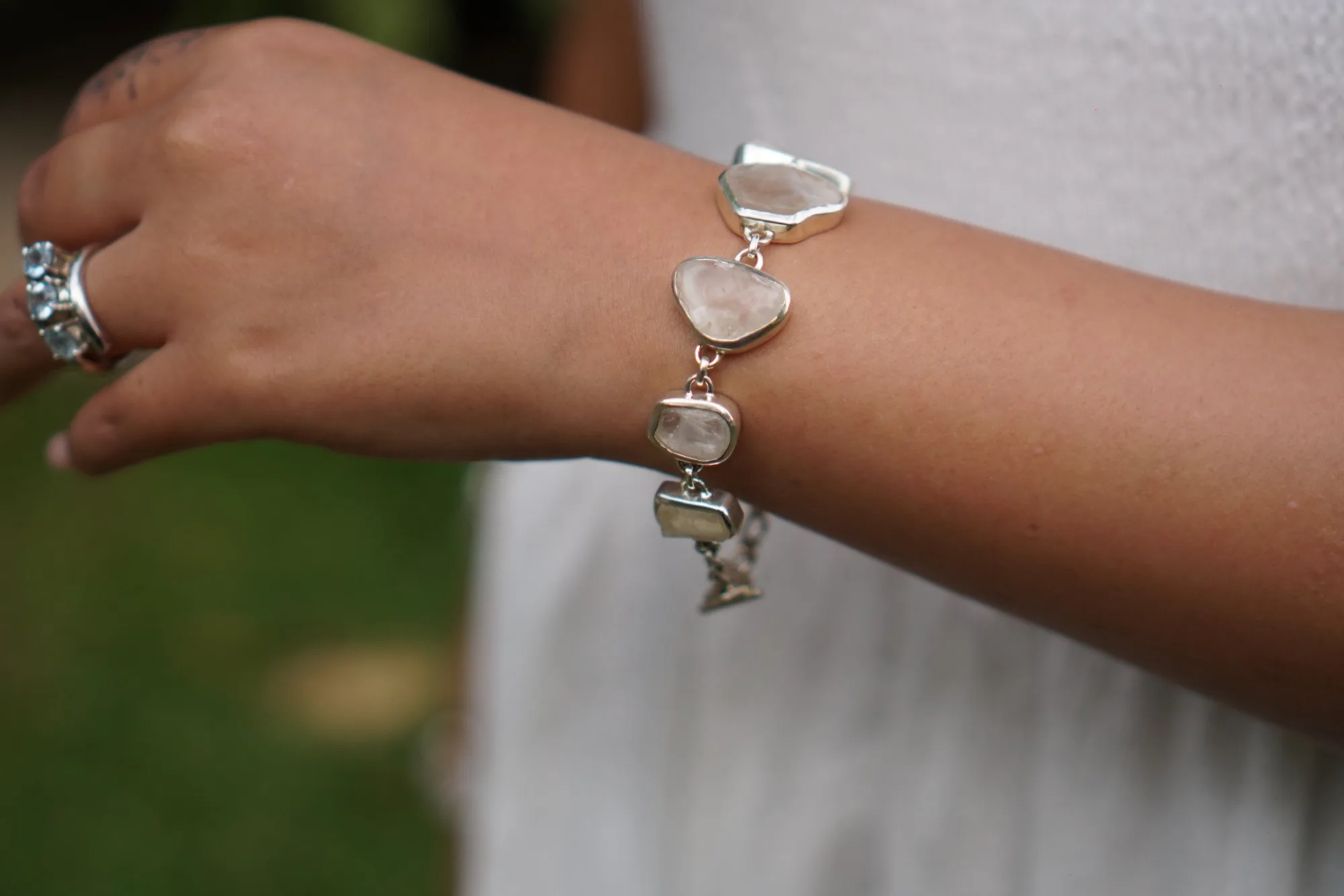 Raw Moonstone Bracelet, Odyssey by Silver